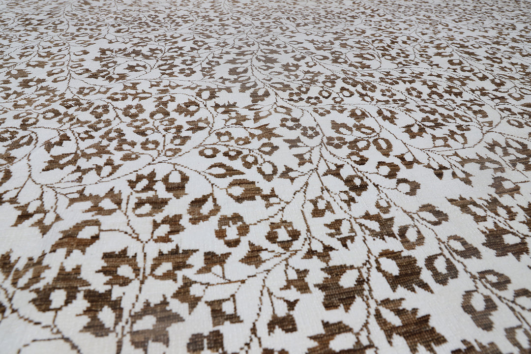 Unique 10x10 Ariana transitional Mille Fleur French design rug in hand-spun wool and cotton from a trusted dealer with over 45 years of experience.