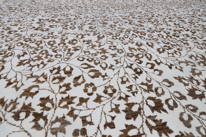 Unique 10x10 Ariana transitional Mille Fleur French design rug in hand-spun wool and cotton from a trusted dealer with over 45 years of experience.