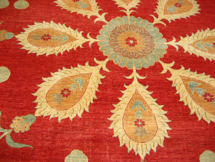 10'x10' Hand-Knotted Round Rug | Floral Pattern| Round Area Rug