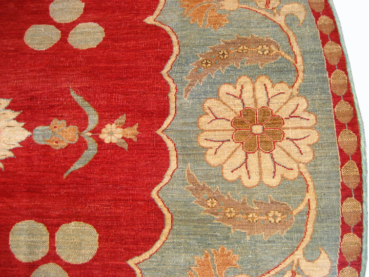 10'x10' Hand-Knotted Round Rug | Floral Pattern| Round Area Rug
