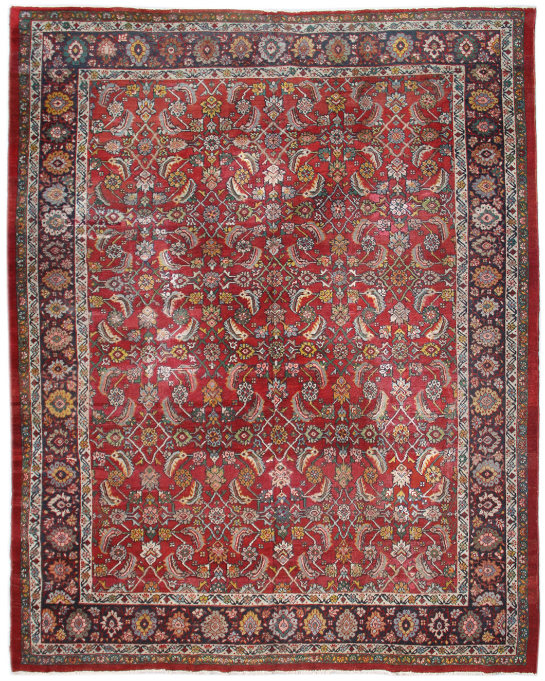 Antique Persian Mahal Rug | Red & Blue | Wool Area Rug