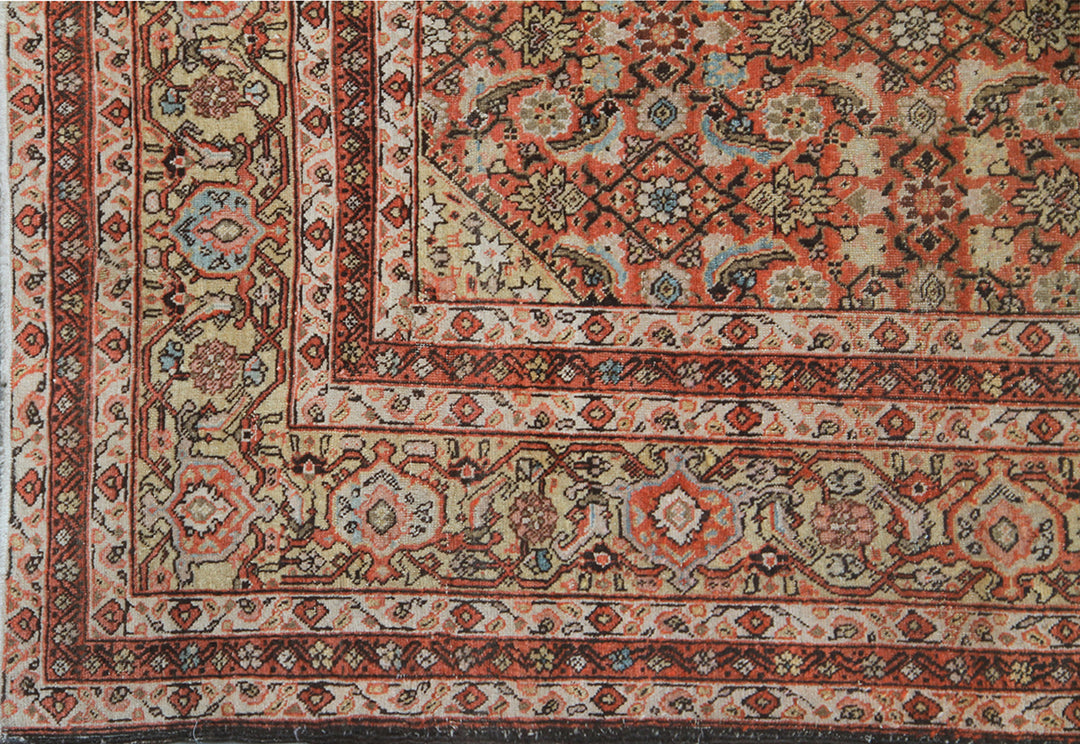 Antique Persian Rug | Orange Rust Vintage Tabriz Rug