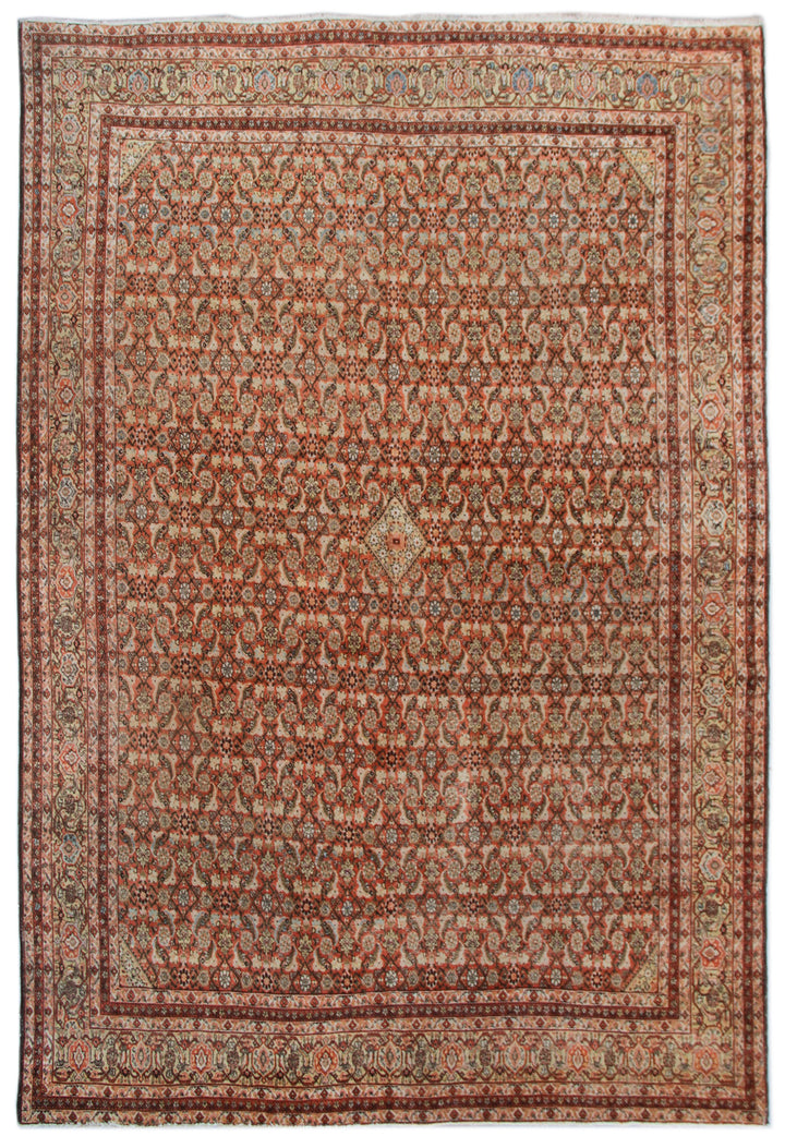 Antique Persian Rug | Orange Rust Vintage Tabriz Rug