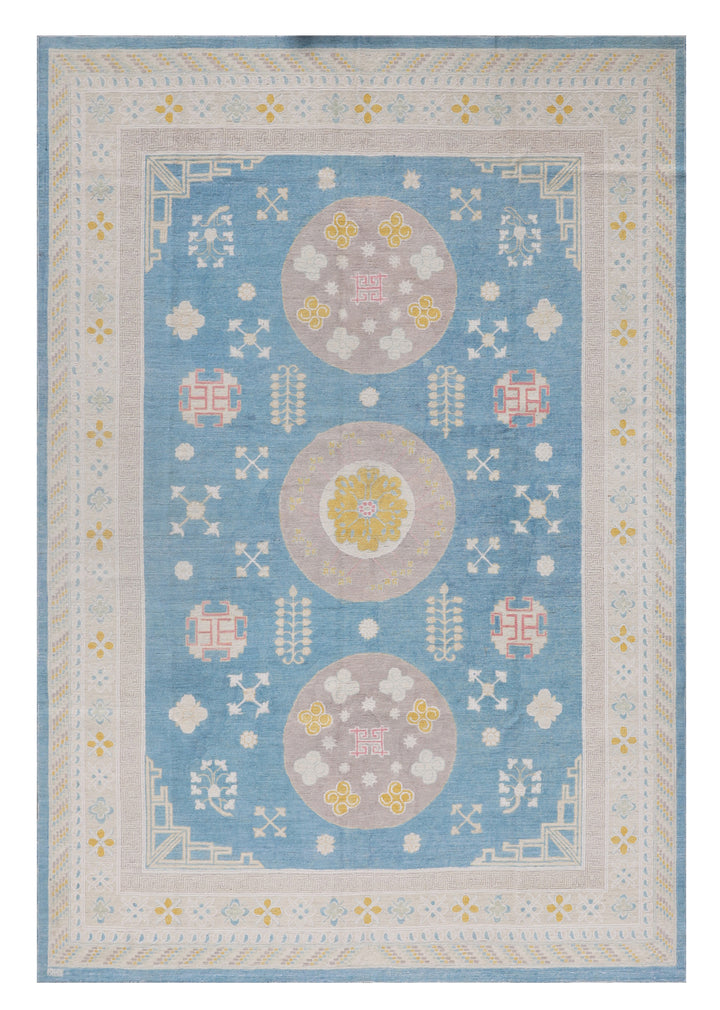 10'x12' Blue Wool Area Rug | Samarkand | Medallion Rug