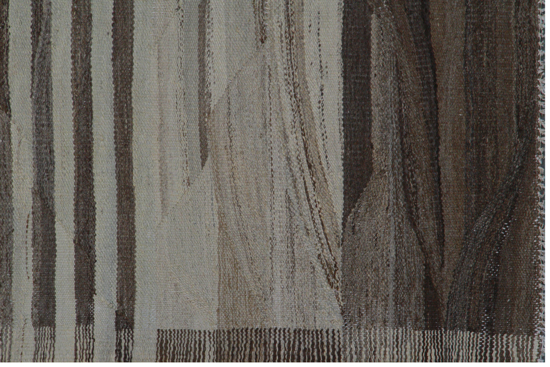 10'x13' Afghan Kilim | Ariana Striped Brown Beige Cream Kilim Rug