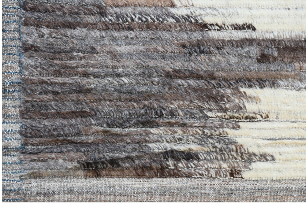 10'x13' Afghan Rug | Moroccan Style Shaggy | Brown Ivory Barchi Rug