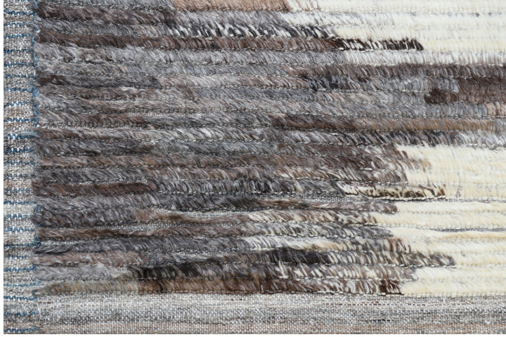 10'x13' Afghan Rug | Moroccan Style Shaggy | Brown Ivory Barchi Rug