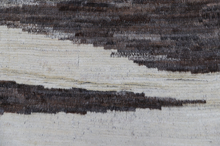 10'x13' Afghan Rug | Moroccan Style Shaggy | Brown Ivory Barchi Rug