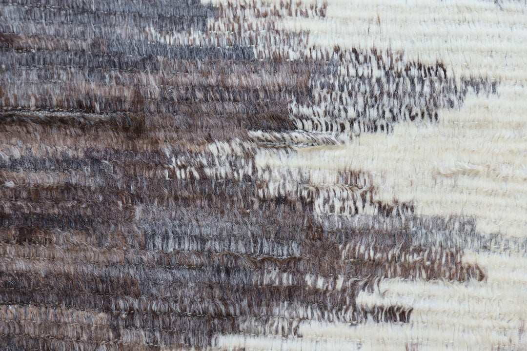 10'x13' Afghan Rug | Moroccan Style Shaggy | Brown Ivory Barchi Rug