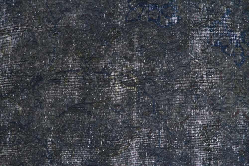10'x13' Grey Blue Overdyed Vintage Persian Rug | Hand-Knotted Wool 