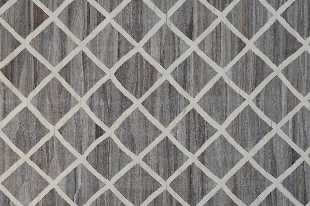 10'x13' Large Kilim | Geometric Wool | Grey Ivory Ariana Kilim Rug