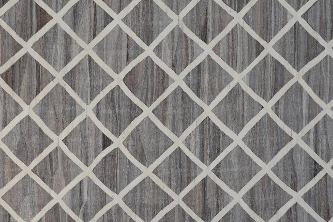 10'x13' Large Kilim | Geometric Wool | Grey Ivory Ariana Kilim Rug