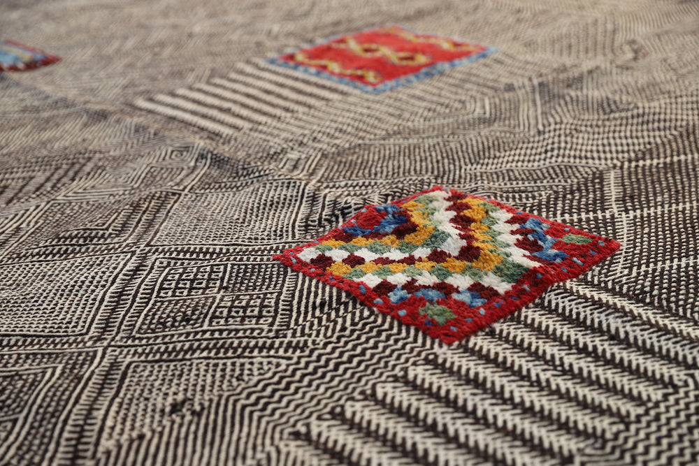 10'x13' Large Wool Kilim Rug | Vintage Moroccan Kilim