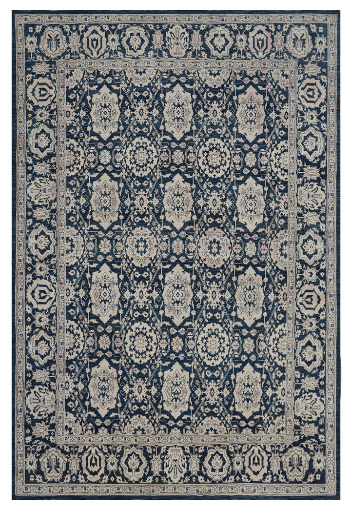 10'x13' Navy Blue Ariana Agra Design Transitional Rug