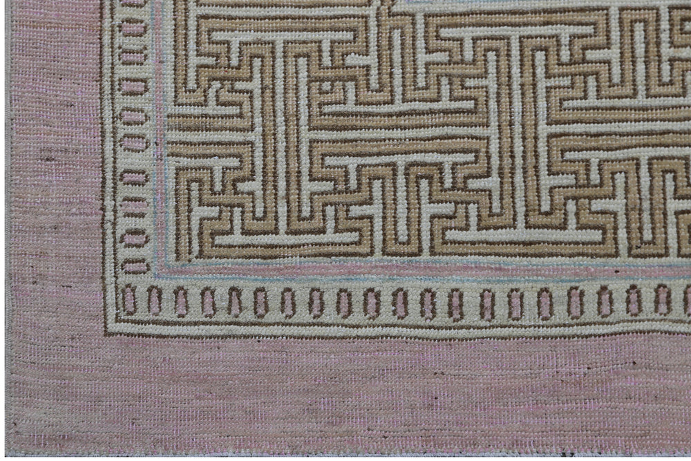 10'x13' Pink Wool Area Rug | Ariana | Geometric Khotan Rug