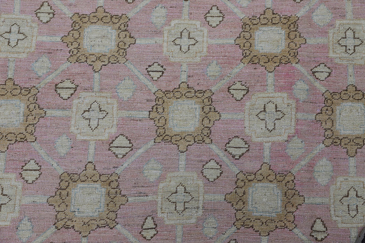 10'x13' Pink Wool Area Rug | Ariana | Geometric Khotan Rug