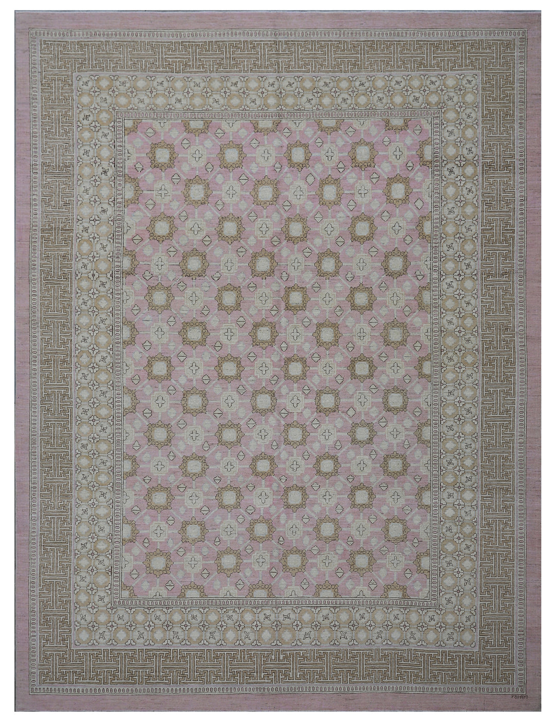 10'x13' Pink Wool Area Rug | Ariana | Geometric Khotan Rug