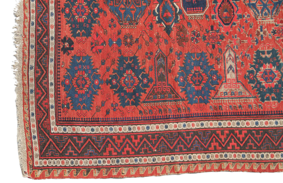 Rust Antique Caucasian Soumak Rug