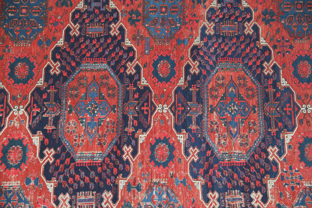 Rust Antique Caucasian Soumak Rug