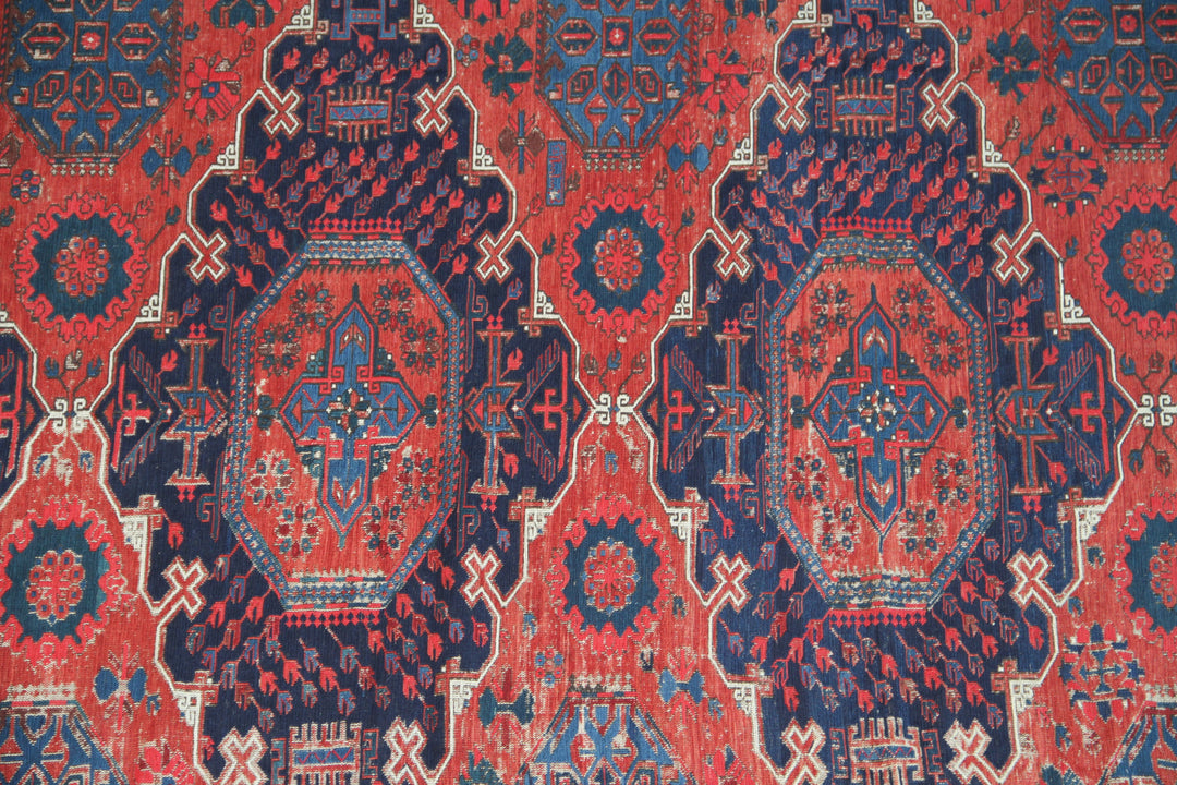 Rust Antique Caucasian Soumak Rug