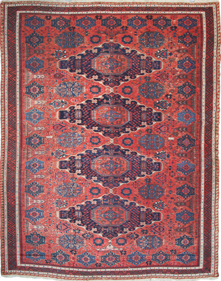 Rust Antique Caucasian Soumak Rug