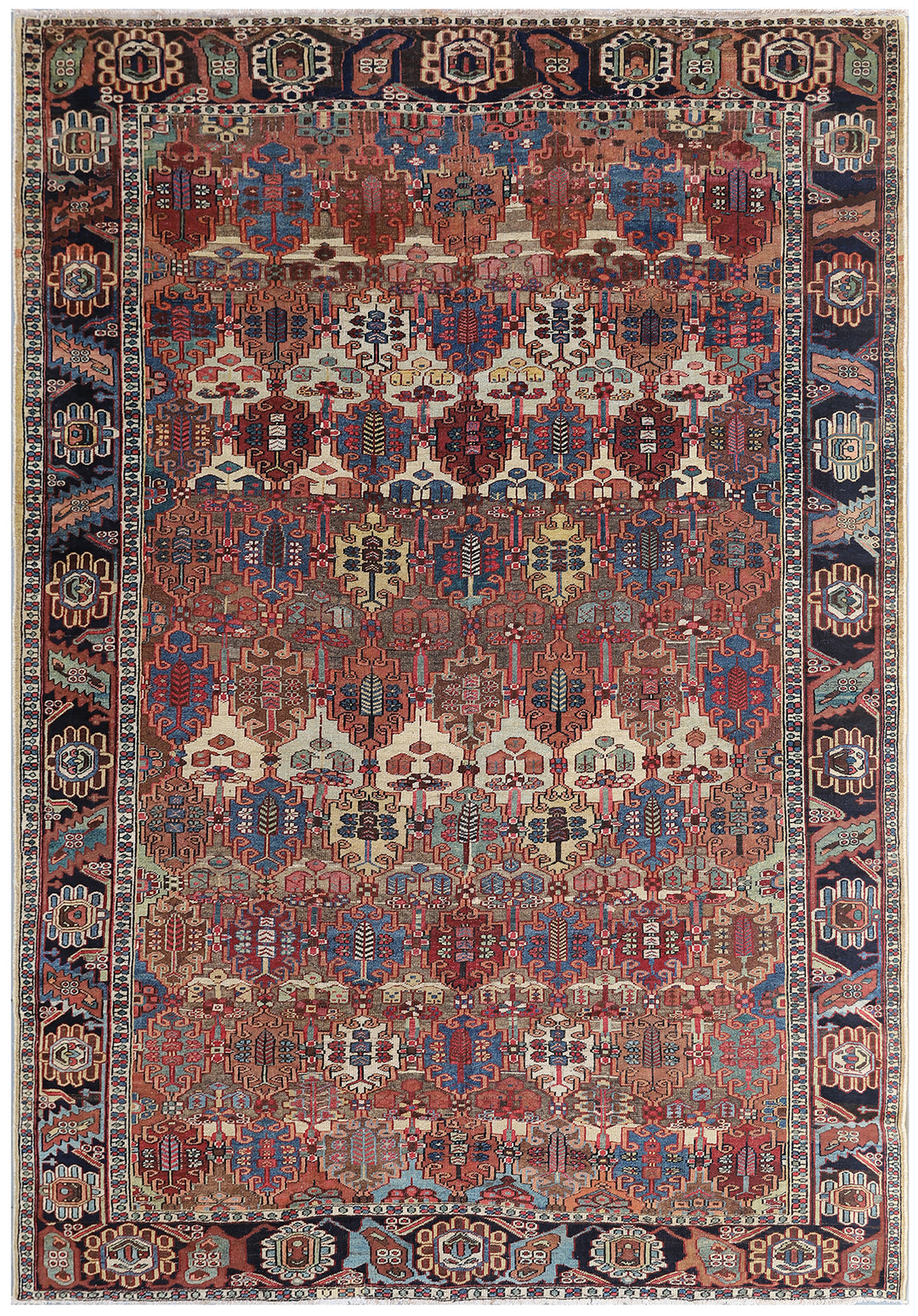 Vintage Persian Bakhtiari Rug | Garden Design Area Rug