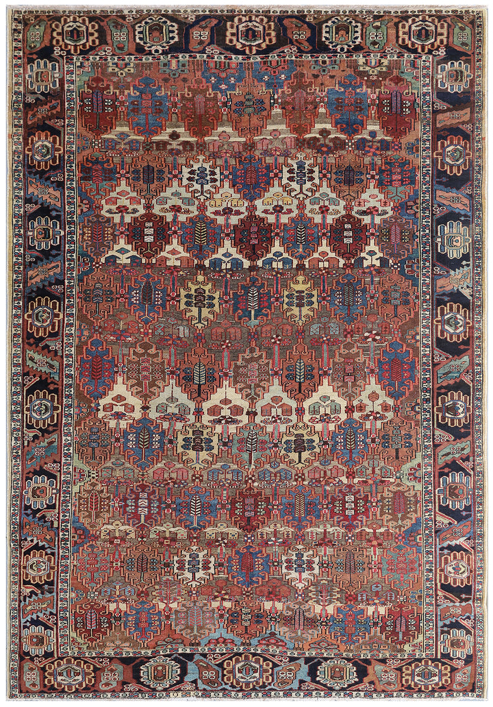 Vintage Persian Bakhtiari Rug | Garden Design Area Rug