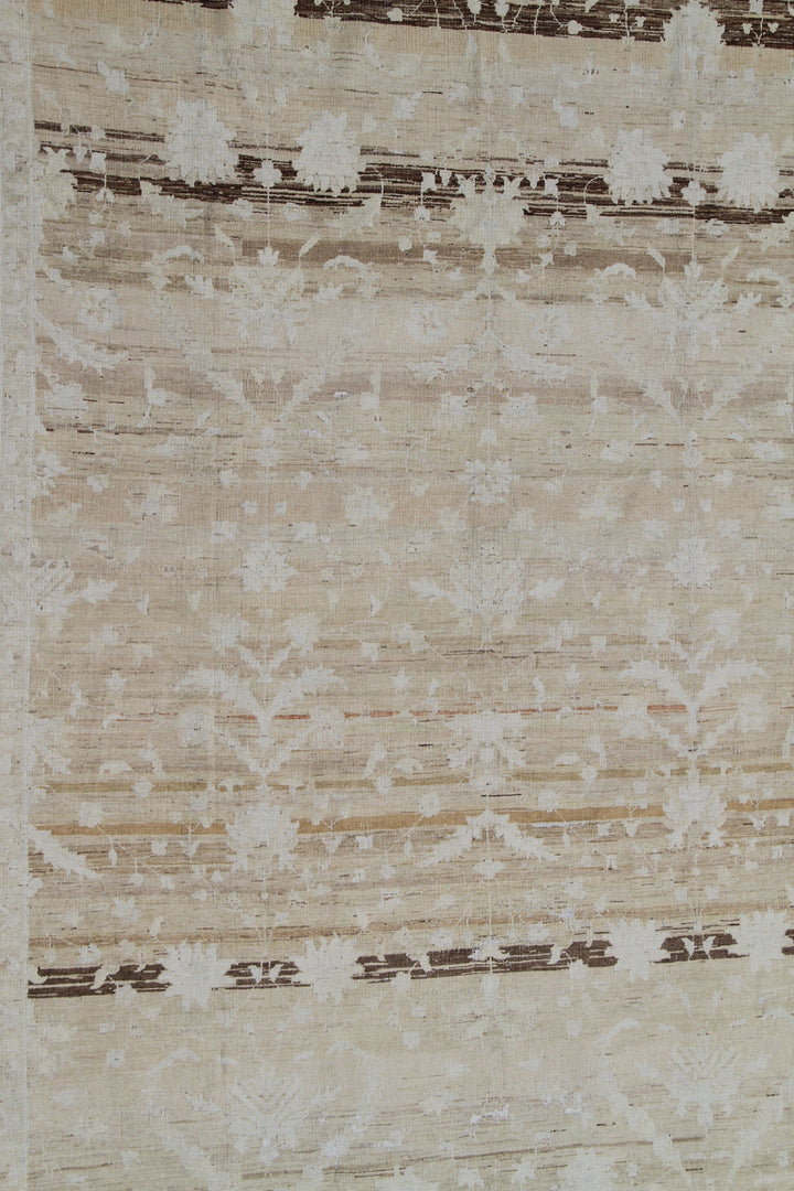 10'x13' Vintage-Style Rug | Abrashed | Beige & Gold | Zero Pile | Ariana Vintage