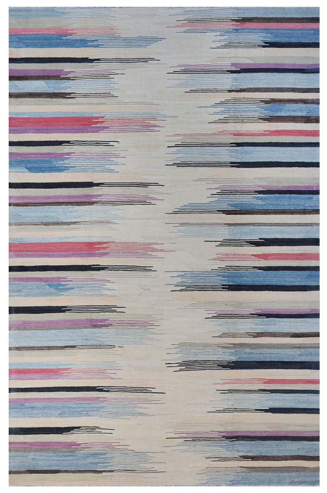 Woven Wool Kilim Rug | Modern Multi Color Striped Kilim