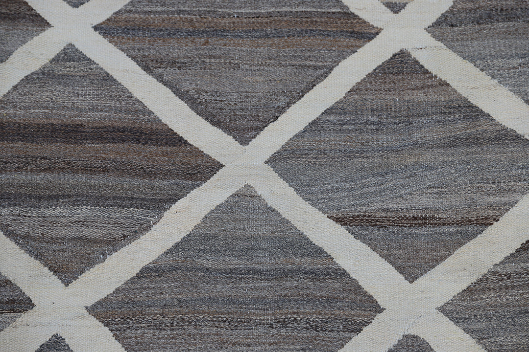 10'x14' Afghan Kilim |  Large Grey Cream Ariana Kilim Rug