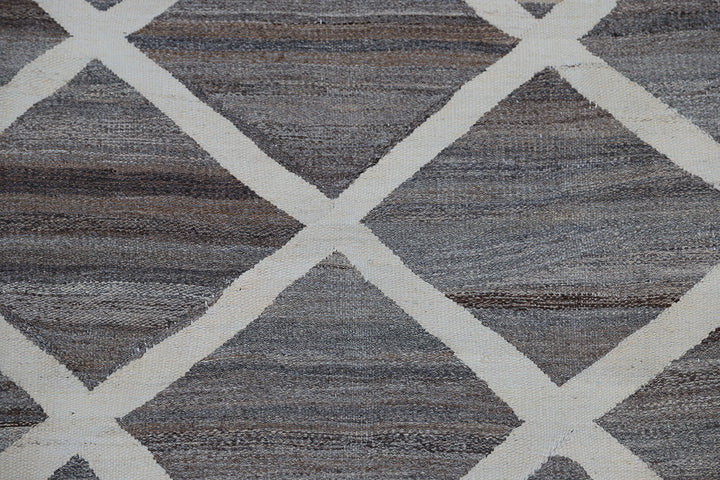10'x14' Afghan Kilim |  Large Grey Cream Ariana Kilim Rug