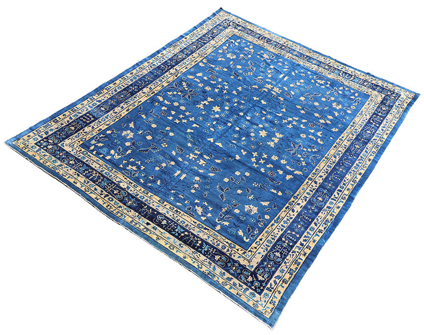 10'x14' Antique Chinese Peking Rug | Blue Floral Rug