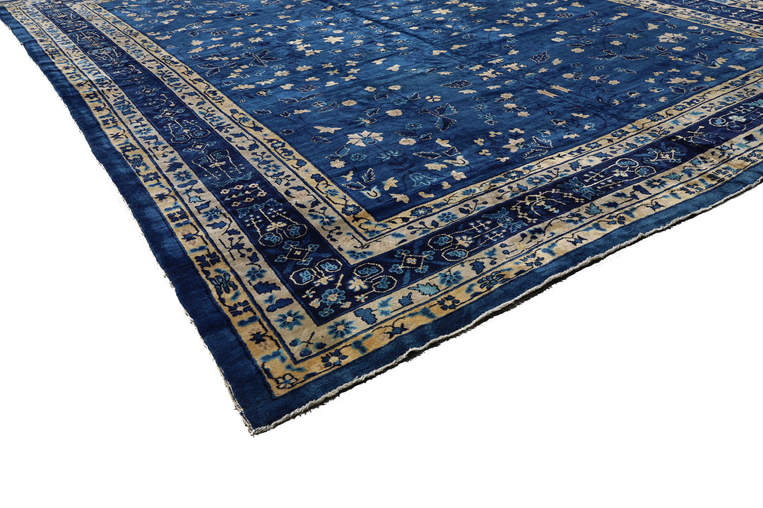 10'x14' Antique Chinese Peking Rug | Blue Floral Rug