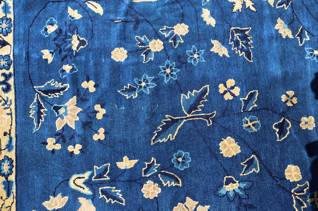 10'x14' Antique Chinese Peking Rug | Blue Floral Rug