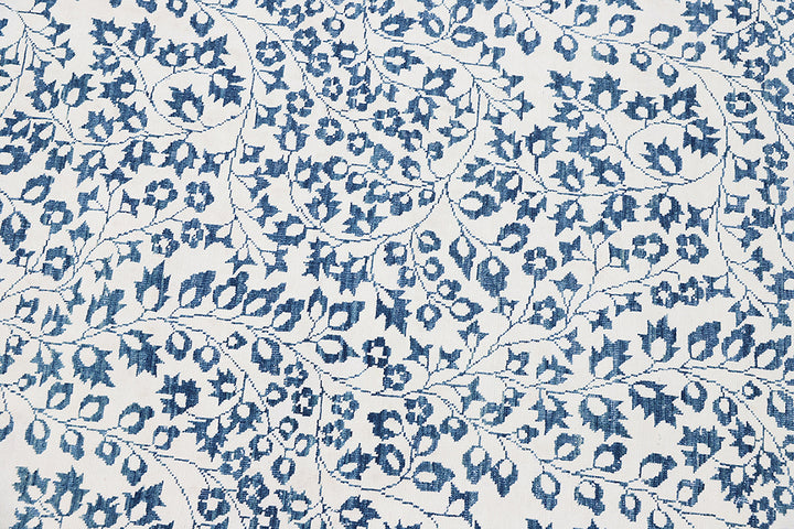 Unique 10x14 Ariana modern Millefleur French floral design rug in wool and cotton from a trusted dealer with over 45 years of experience.