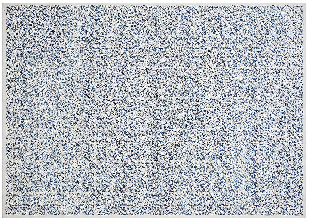 Unique 10x14 Ariana modern Millefleur French floral design rug in wool and cotton from a trusted dealer with over 45 years of experience.