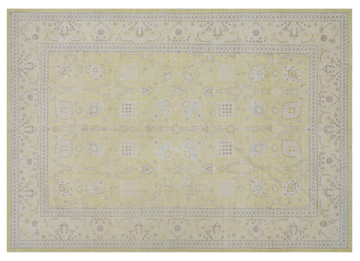10'x14' fine silk and wool green gold blue ivory grey brown Shahabas design Ariana luxury rug