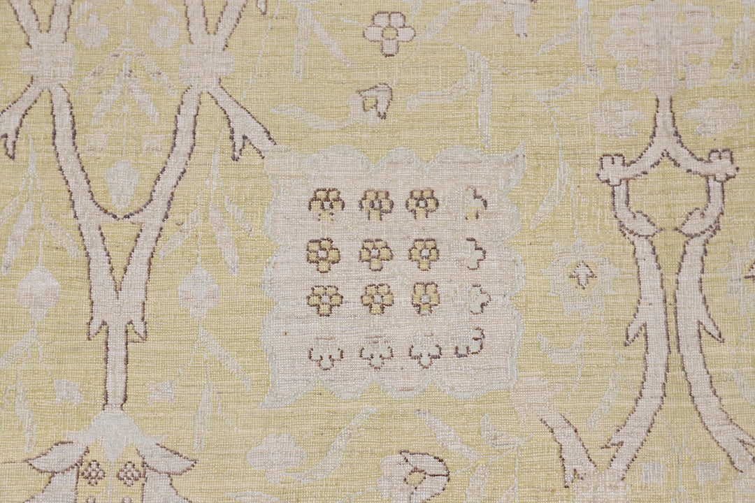 10'x14' fine silk and wool green gold blue ivory grey brown Shahabas design Ariana luxury rug