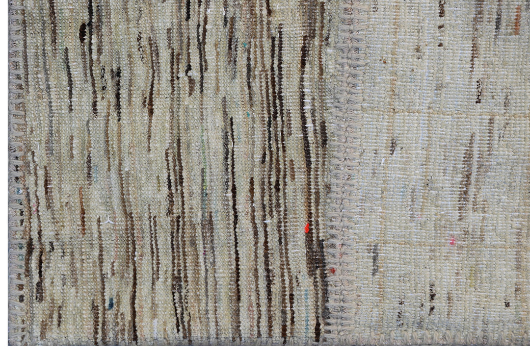 10'x14' Gray Ariana Patchwork Wool Rug | Handcrafted Large Area Rug with Cotton Backing