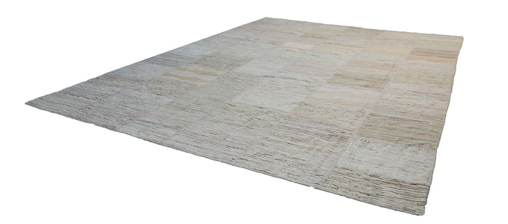 10'x14' Gray Ariana Patchwork Wool Rug | Handcrafted Large Area Rug with Cotton Backing