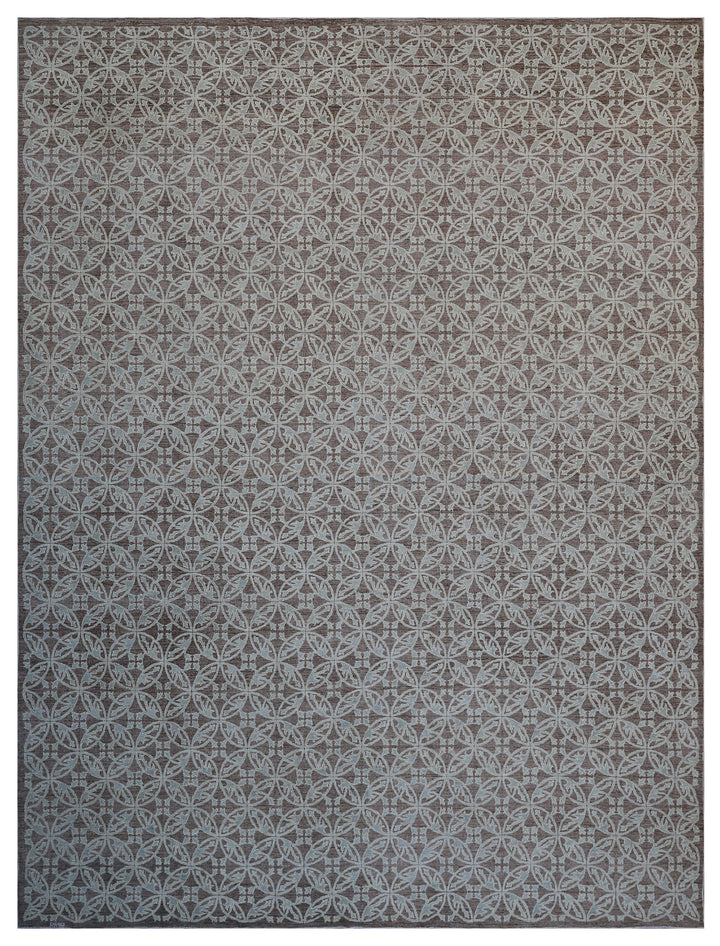 10'x14' Wool Area Rug | Ariana Modern | Brown Aqua Rug