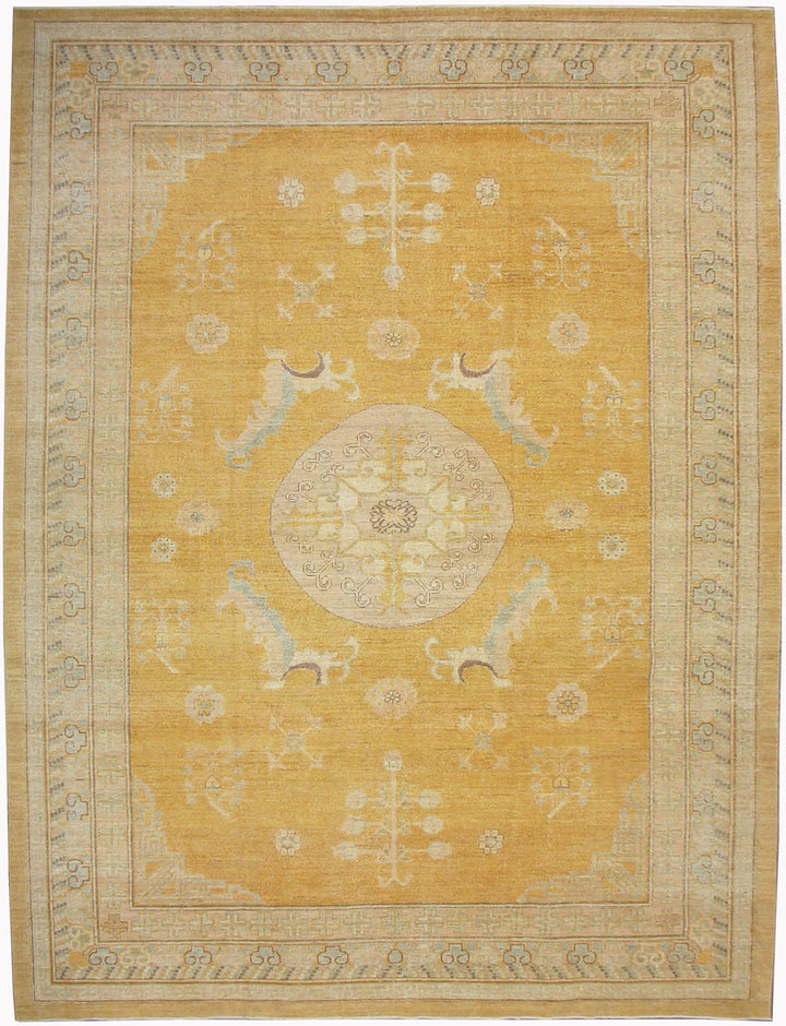 10'x14' Wool Area Rug | Ariana Samarkand | Gold Medallion Rug