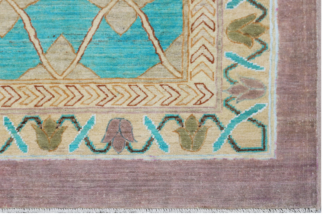 10'x14' Wool Area Rug | Ariana Transitional | Pink Turquoise Rug