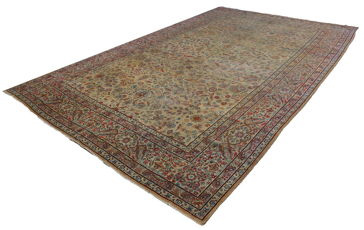 10'x16' Large Antique Persian Kerman Rug | Floral Design Rug