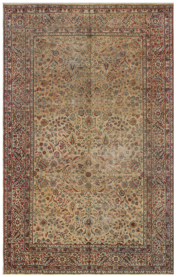 10'x16' Large Antique Persian Kerman Rug | Floral Design Rug