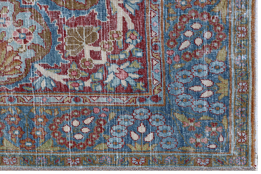 Vintage Persian Kerman Rug | Large Blue Red Area Rug