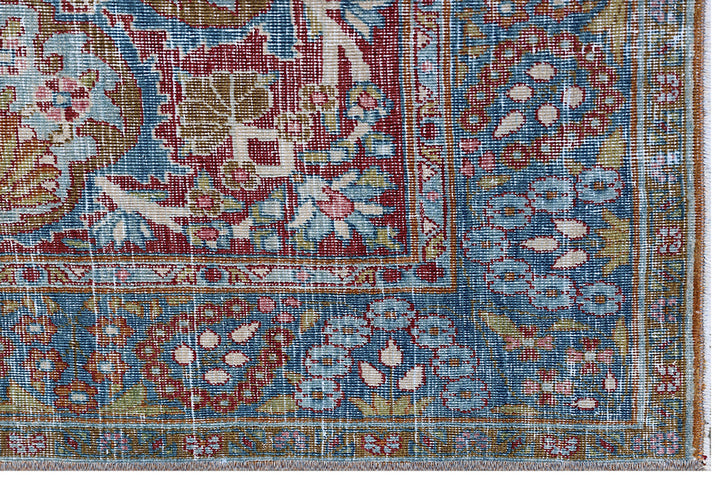 Vintage Persian Kerman Rug | Large Blue Red Area Rug