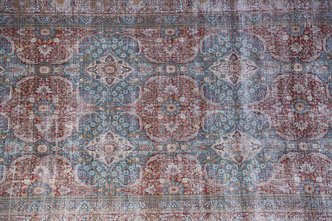 Vintage Persian Kerman Rug | Large Blue Red Area Rug