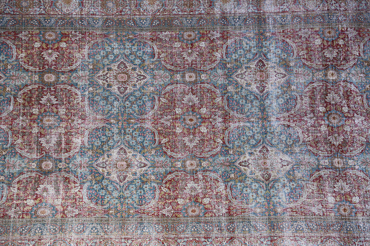 Vintage Persian Kerman Rug | Large Blue Red Area Rug