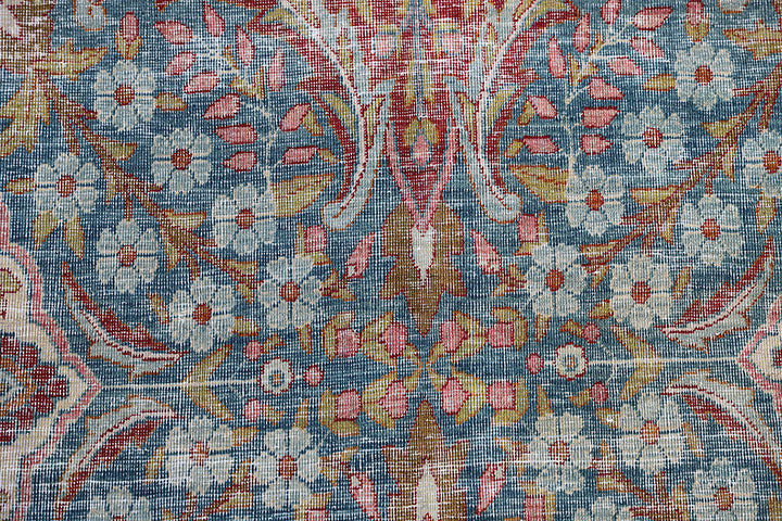 Vintage Persian Kerman Rug | Large Blue Red Area Rug